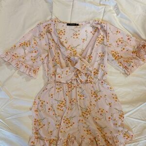 Floral Pink Ruffled Jumpsuit